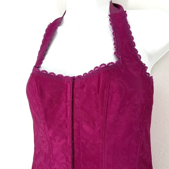 Elegant Women's Lace Halter Corset - Pink - Picture 2 of 16
